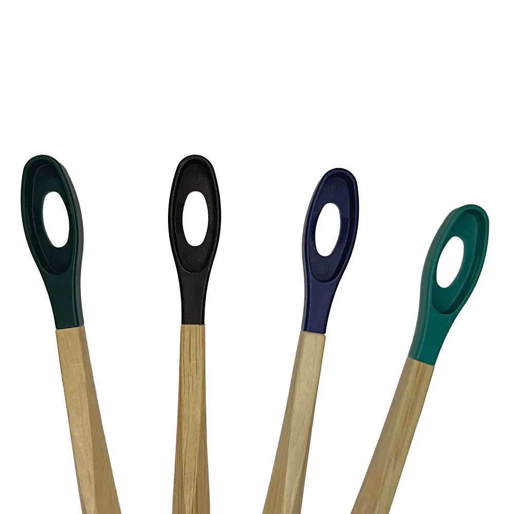 4 coloris de manche pour la brosse à dents La Maline de chez Apimani, noir, bleu, vert, turquoise