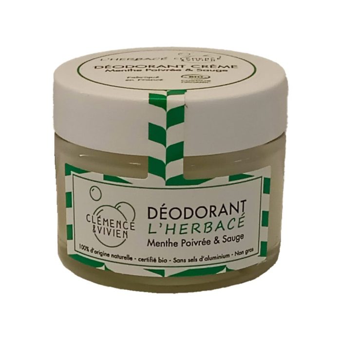 Déodorant crème l'Herbacé Menthe poivrée et sauge de Clémence et Vivien