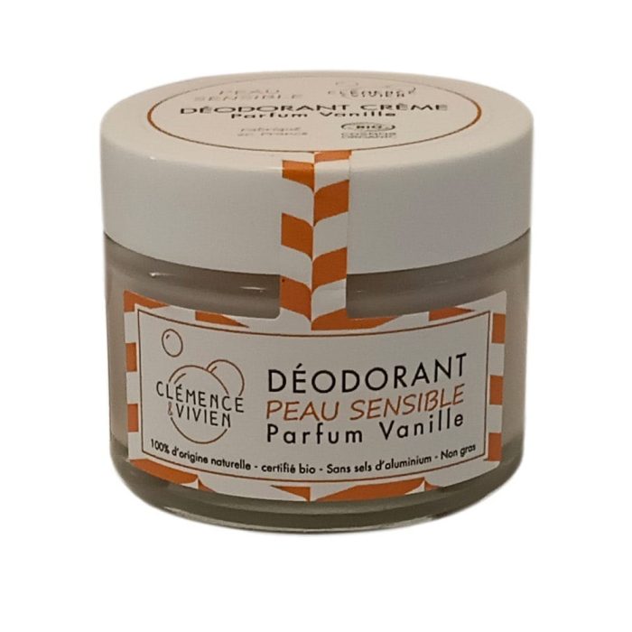 Déodorant crème peau sensible parfum vanille de Clémence et Vivien